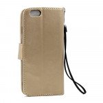 Wholesale iPhone 6 Plus 5.5 Folio Flip Leather Wallet Case with Strap (Champagne Gold)